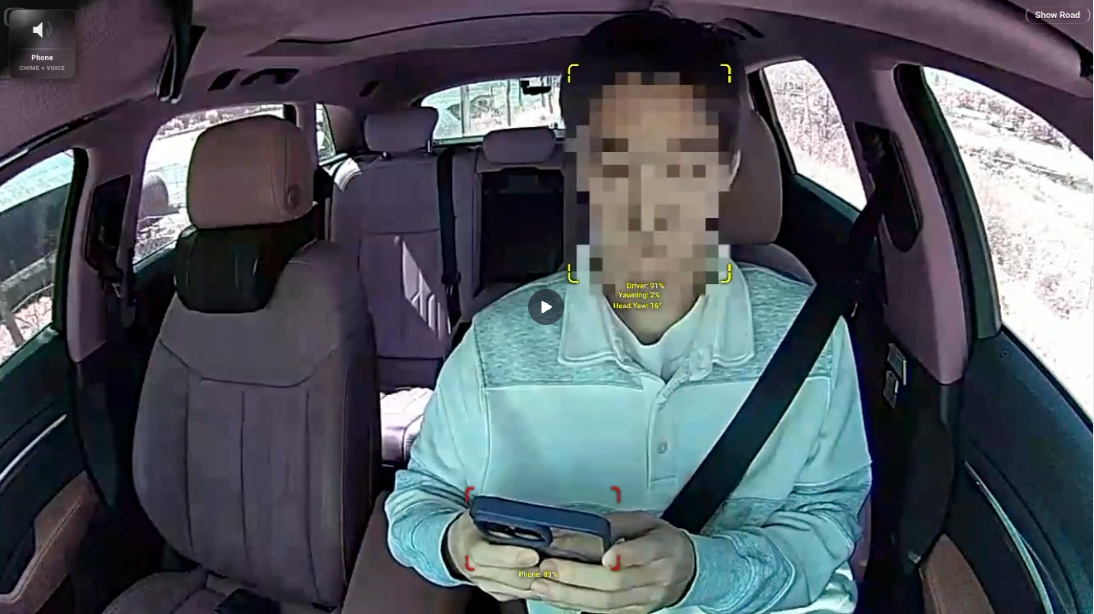 Commercial vehicle driver receiving a real-time in-cab safety alert designed to support safer driving at the point of risk